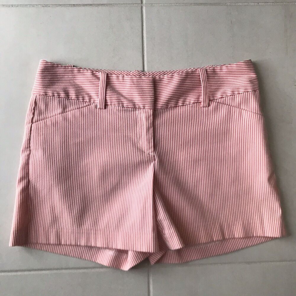 Ann Taylor Factory Shorts Mid Rise Signature Striped Seersucker